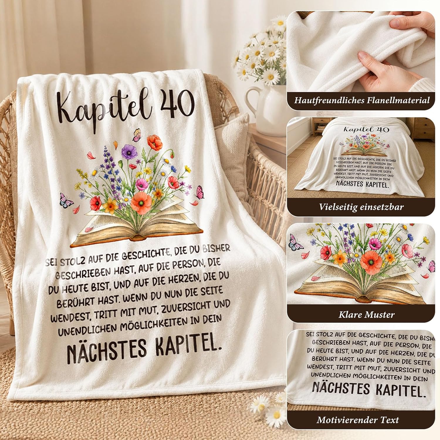 50th Birthday Gift for Women, "Chapter 50" Cuddly Blanket – Bild 2