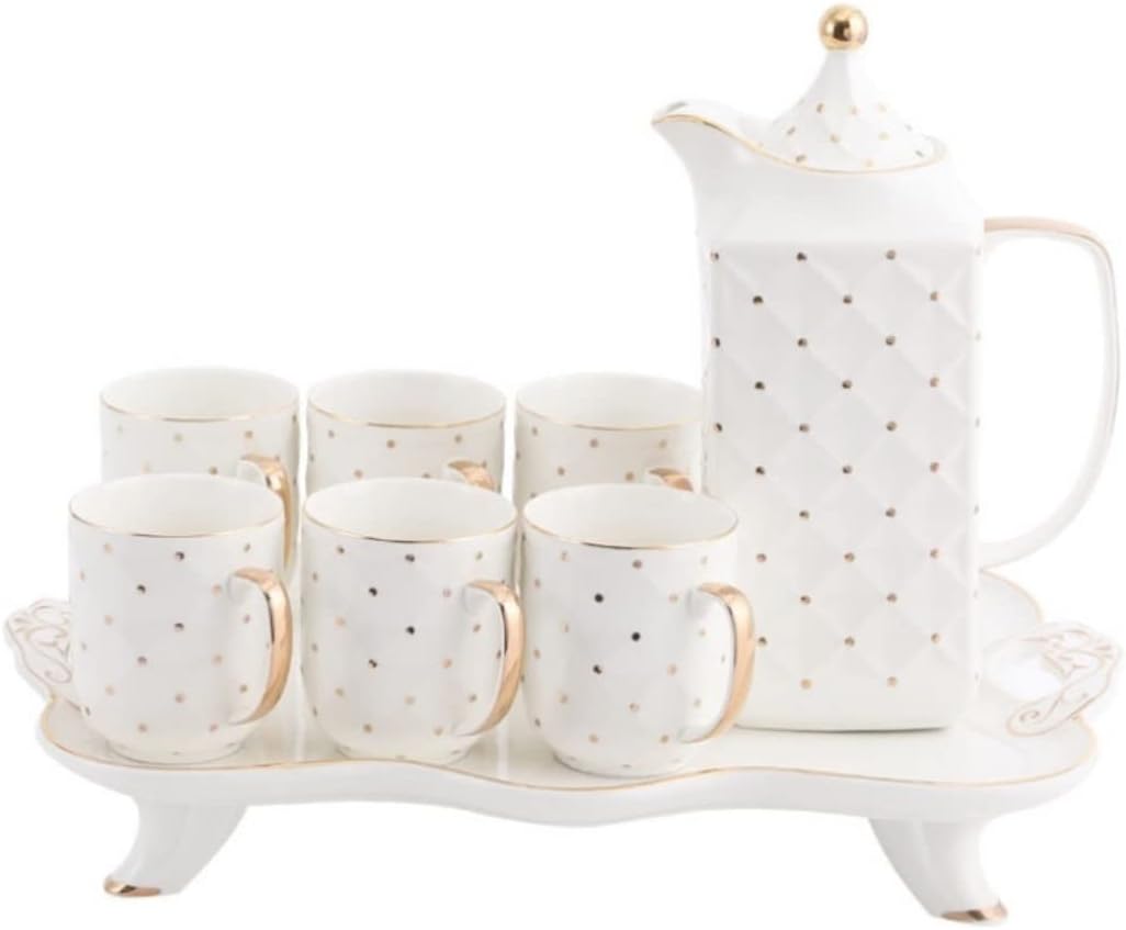 Teetassen-Set, Teeservice, Teekannen-Set, Keramik-Teeservice, Kaffeetassen-Set, einfaches 8-teiliges europäisches Porzellan-Teeservice, Kaffee-Tee-Geschenkset, Tassen, Teekanne, Te