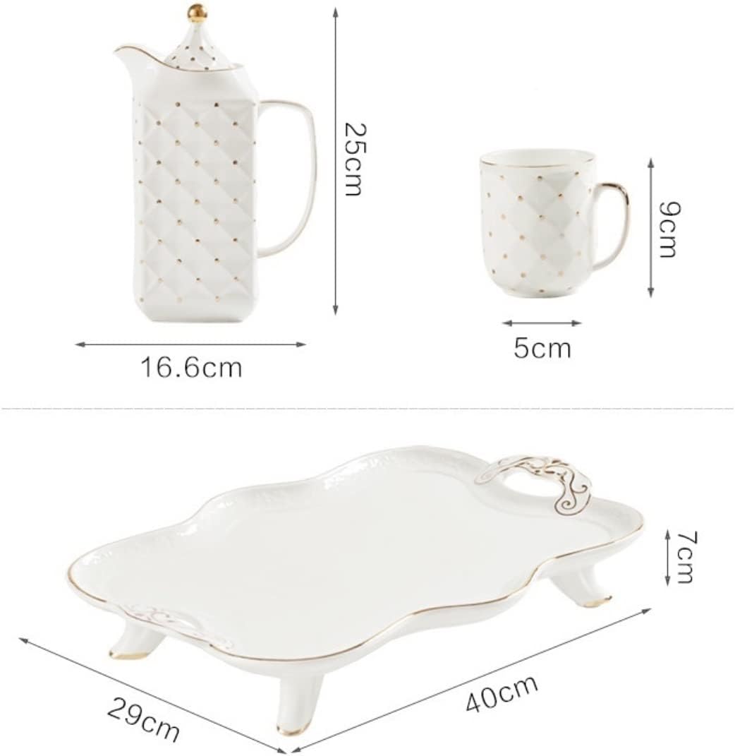 Teetassen-Set, Teeservice, Teekannen-Set, Keramik-Teeservice, Kaffeetassen-Set, einfaches 8-teiliges europäisches Porzellan-Teeservice, Kaffee-Tee-Geschenkset, Tassen, Teekanne, Te – Bild 2