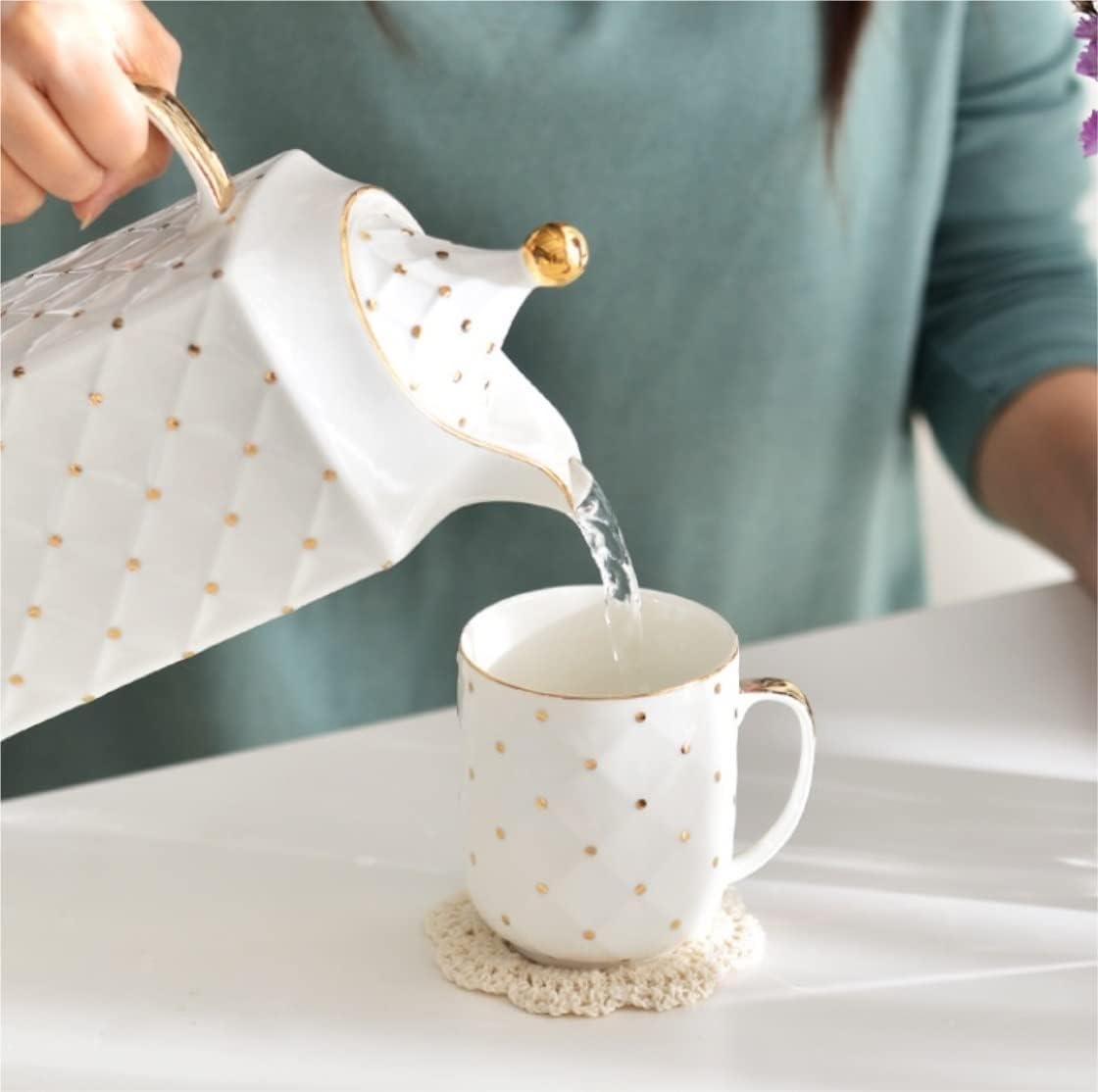 Teetassen-Set, Teeservice, Teekannen-Set, Keramik-Teeservice, Kaffeetassen-Set, einfaches 8-teiliges europäisches Porzellan-Teeservice, Kaffee-Tee-Geschenkset, Tassen, Teekanne, Te – Bild 3