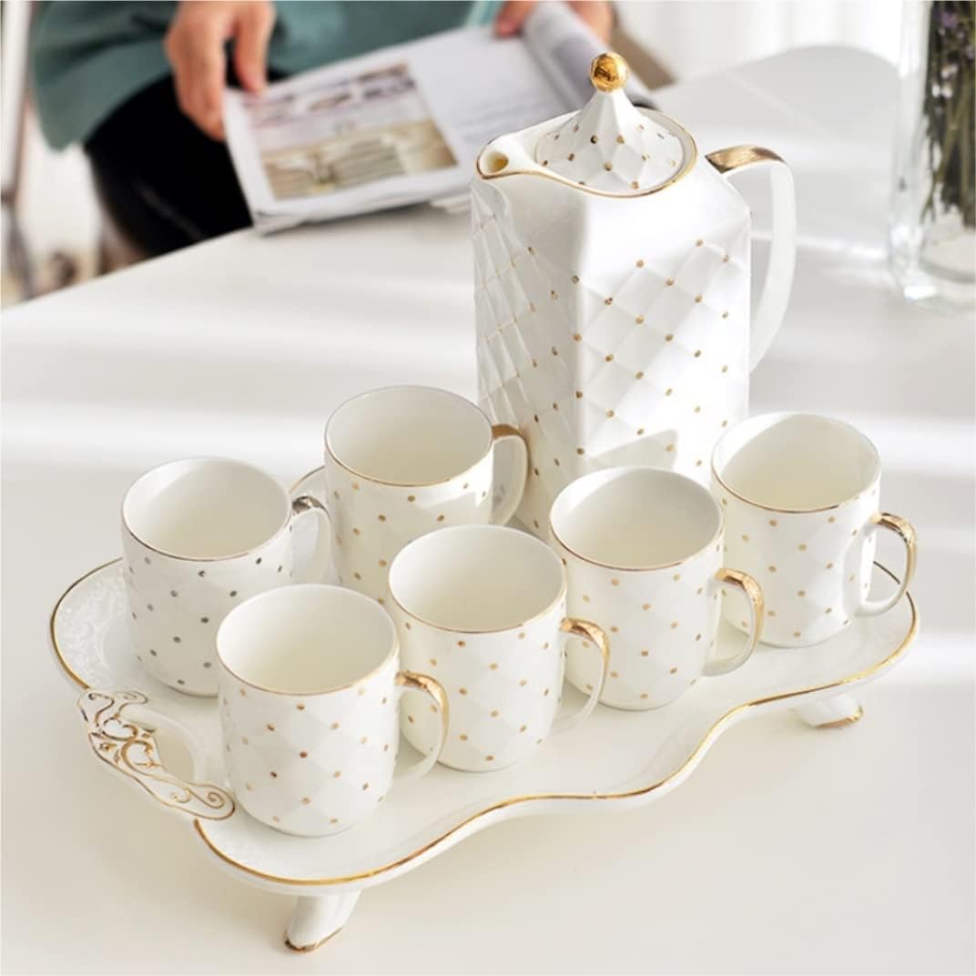 Teetassen-Set, Teeservice, Teekannen-Set, Keramik-Teeservice, Kaffeetassen-Set, einfaches 8-teiliges europäisches Porzellan-Teeservice, Kaffee-Tee-Geschenkset, Tassen, Teekanne, Te – Bild 4