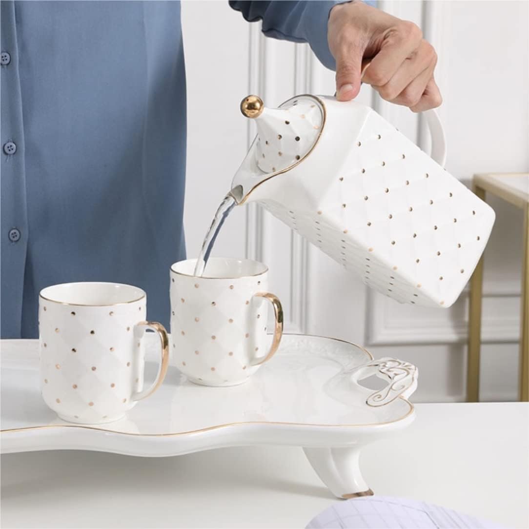 Teetassen-Set, Teeservice, Teekannen-Set, Keramik-Teeservice, Kaffeetassen-Set, einfaches 8-teiliges europäisches Porzellan-Teeservice, Kaffee-Tee-Geschenkset, Tassen, Teekanne, Te – Bild 5
