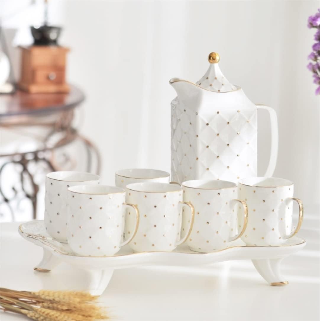 Teetassen-Set, Teeservice, Teekannen-Set, Keramik-Teeservice, Kaffeetassen-Set, einfaches 8-teiliges europäisches Porzellan-Teeservice, Kaffee-Tee-Geschenkset, Tassen, Teekanne, Te – Bild 7