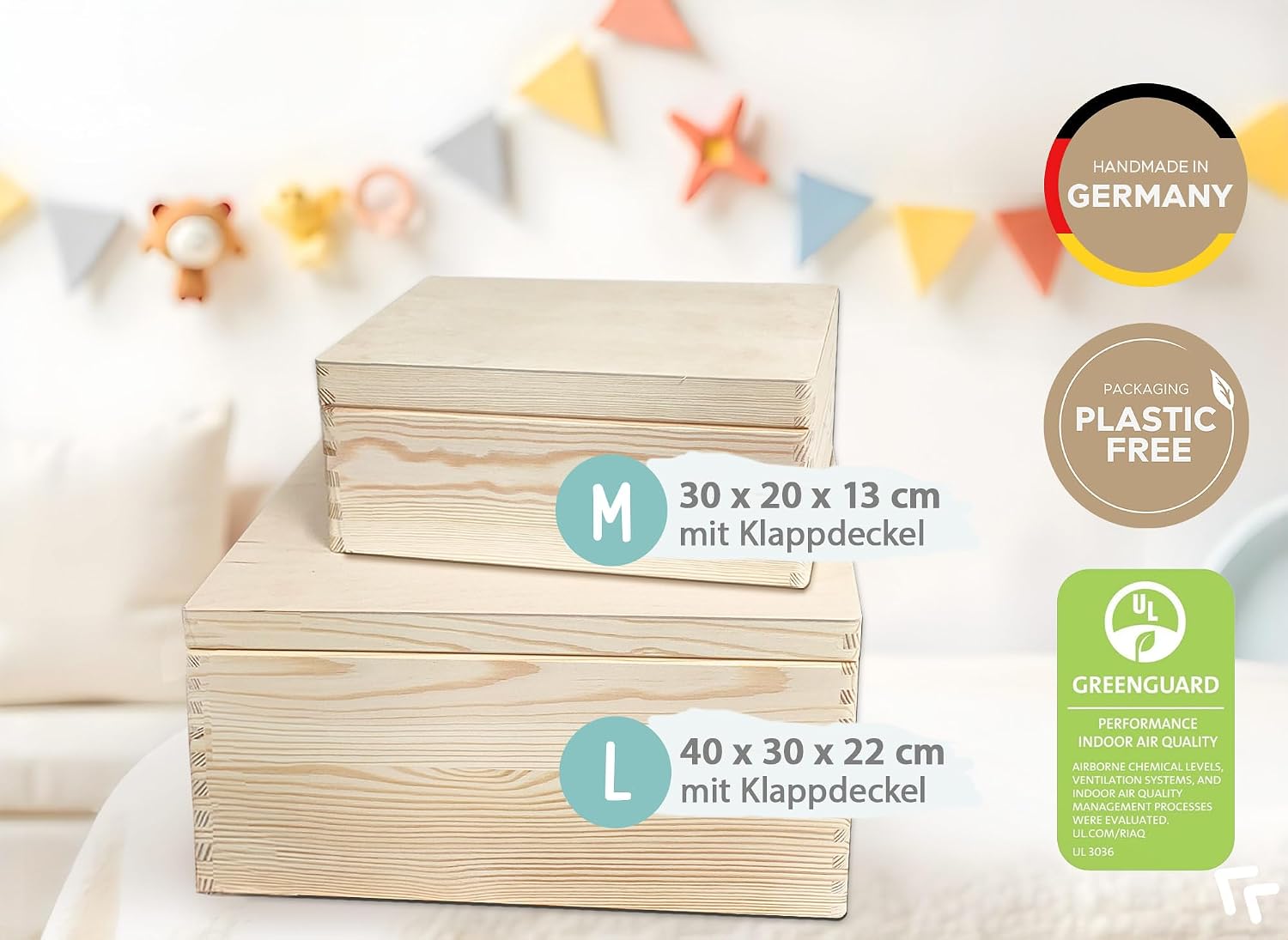 Little Deco Baby Keepsake Box Personalised Wooden Box with Lid Storage Box Memory Box Gift Idea for Birth, Christening or Birthday for Boys and Girls XHL1132-3-L – Bild 6