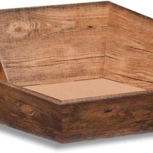 Gift Basket, Corrugated Cardboard Basket, Vintage, Wood Look, Hexagonal, 24.7 x 25.7 x 12 cm, Pack of 25