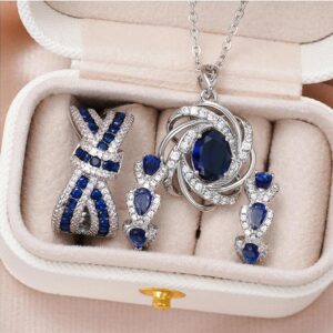 Creative Elegant Necklace Earrings Rings Women Graceful Fashion Jewelry Set