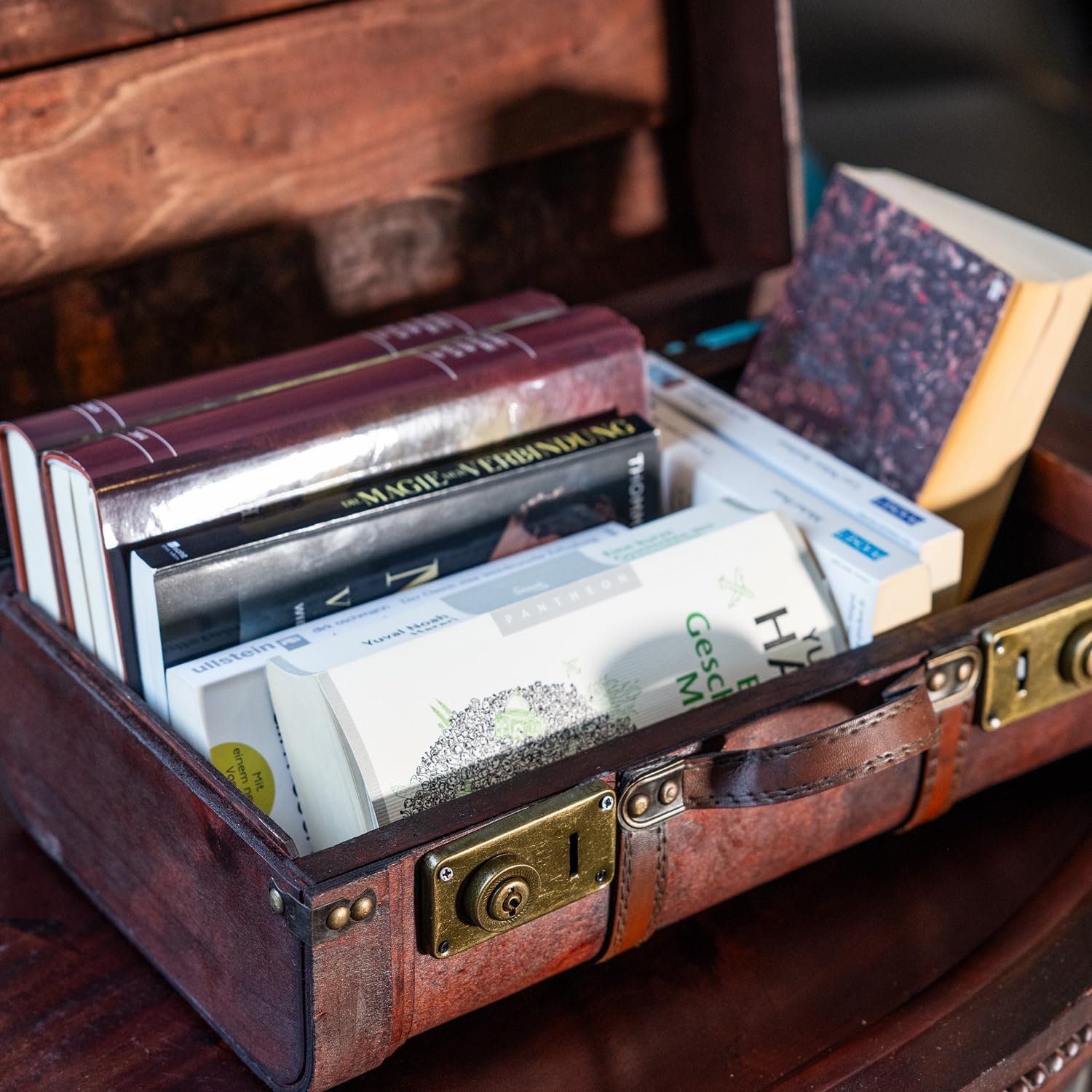 HMF 6412-140 Wooden Treasure Chest, Vintage Suitcase, 40 x 23.5 x 16.5 cm, Large, Peru – Bild 9
