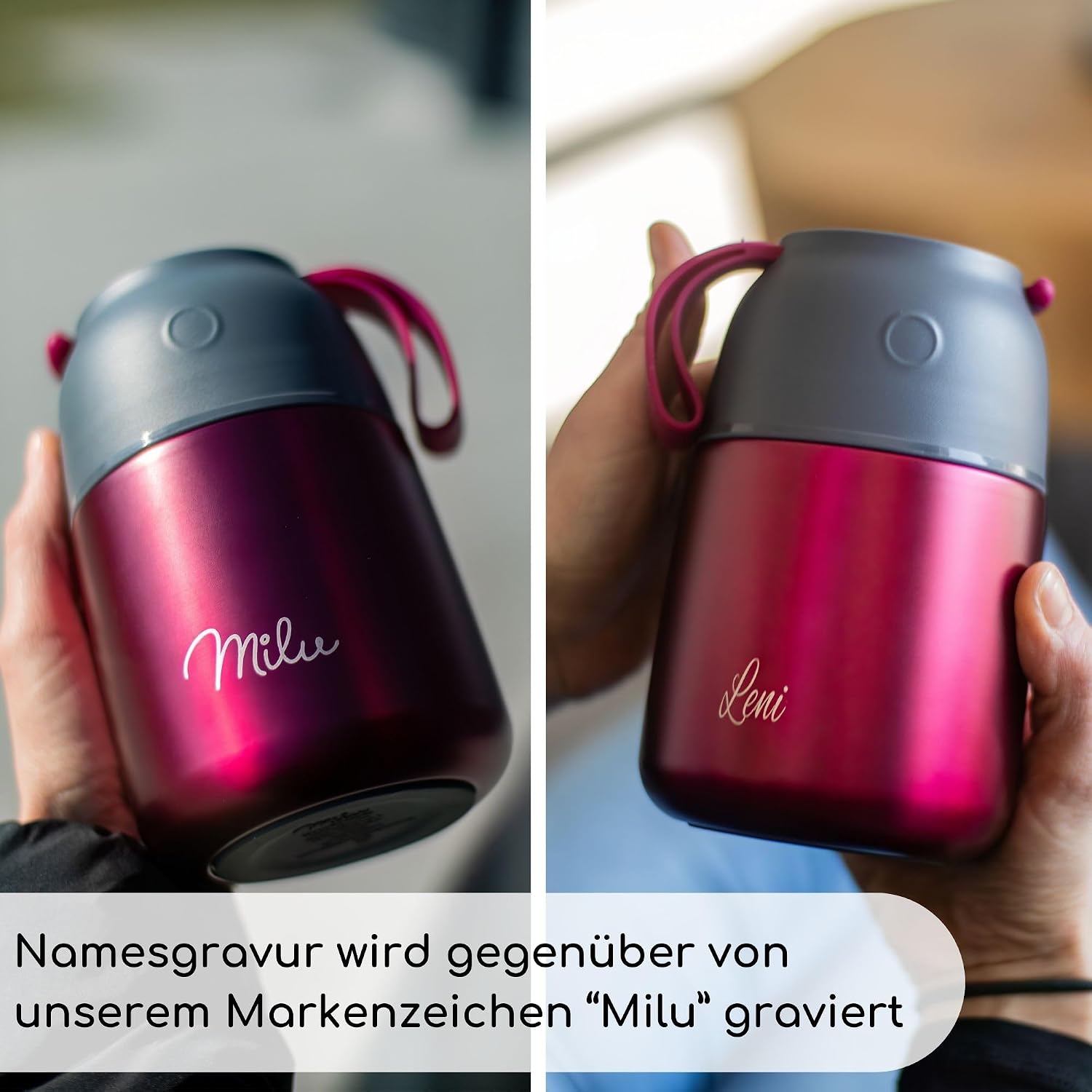 Milu® Thermal Food Container with Engraving, 450/650/800 ml, Gift Idea, Customisable, Gift for Christmas for Men, Women, Mum, Dad, Girlfriend (800 ml) – Bild 4