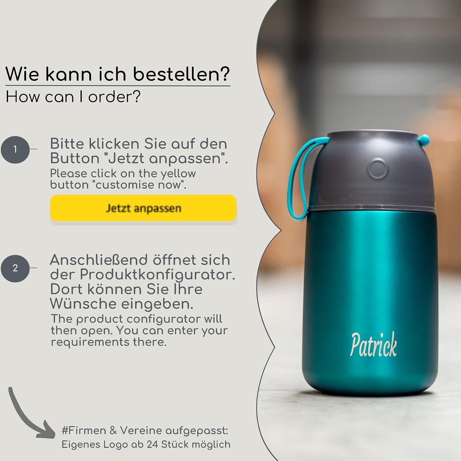 Milu® Thermal Food Container with Engraving, 450/650/800 ml, Gift Idea, Customisable, Gift for Christmas for Men, Women, Mum, Dad, Girlfriend (800 ml) – Bild 5