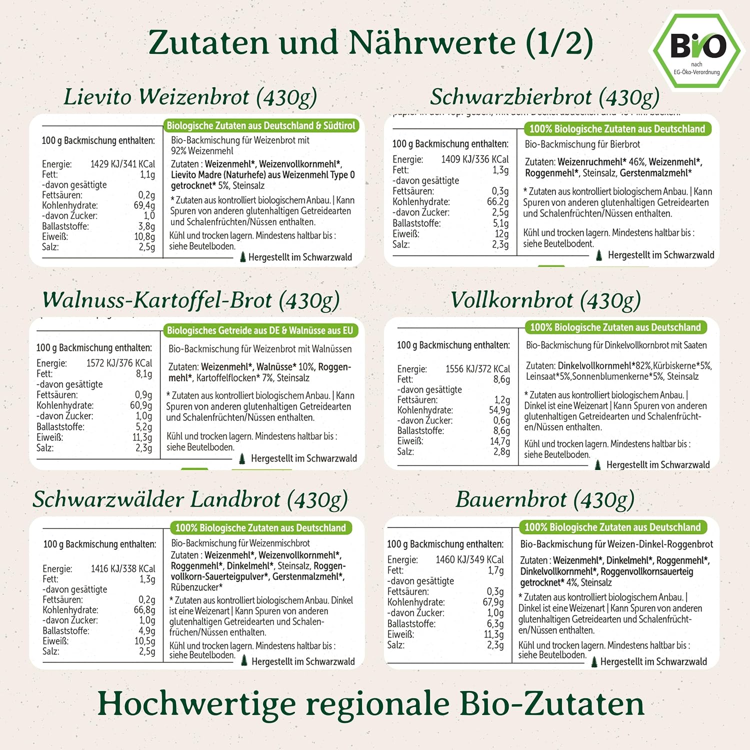 Organic Bread Baking Mixes Gift Basket "Für Dich" - 8 Varieties for Baking Yourself - Ideal as a Thank You or Birthday Gift for Women, Mum and Girlfriend - Bake with Love – Bild 2