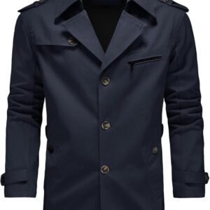 KUDORO Men's Transition Jacket, Lightweight Aviator Jacket, Bomber Jacket, Cotton Cargo Jacket, Men's Trench Coat with Multiple Pockets