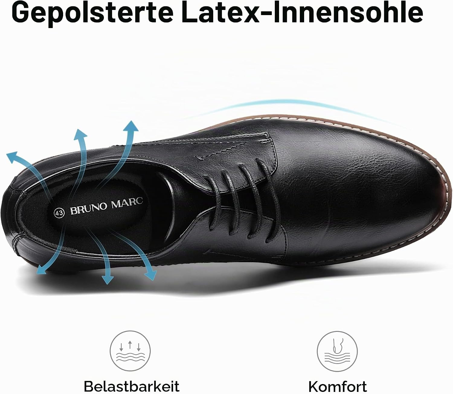 Bruno Marc Men's Dress Shoes, Classic Business Lace-Up Shoes, Derby Oxfords – Bild 2