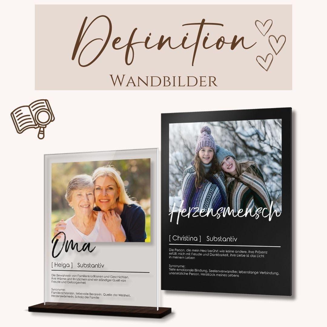 CHRISCK design Acrylic Glass Picture Definition with Photo Print - Personal Gift Mother's Day & Father's Day for Parents - Photo Definitions Picture Personalised for Mum & Dad - Acrylic Glass Family – Bild 4