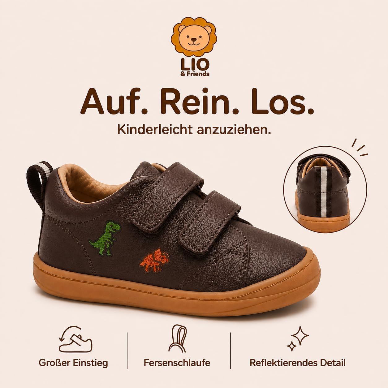 LIO&Friends Children's Barefoot Shoes Leather Boys Trainers Wide Toe Box Growth Insert Sizes 21-30 – Bild 6