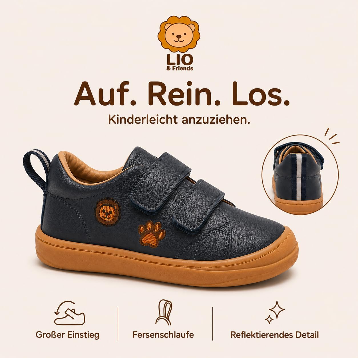 LIO&Friends Children's Barefoot Shoes Leather Boys Trainers Wide Toe Box Growth Insert Sizes 21-30 – Bild 6