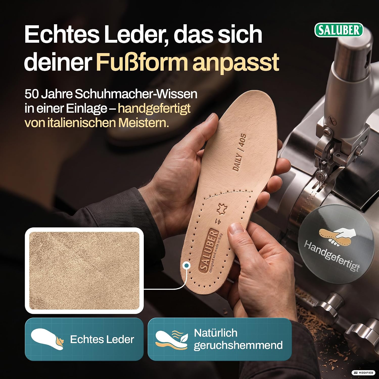 Saluber Leather Insoles for Men and Women, Size 41 – Bild 3