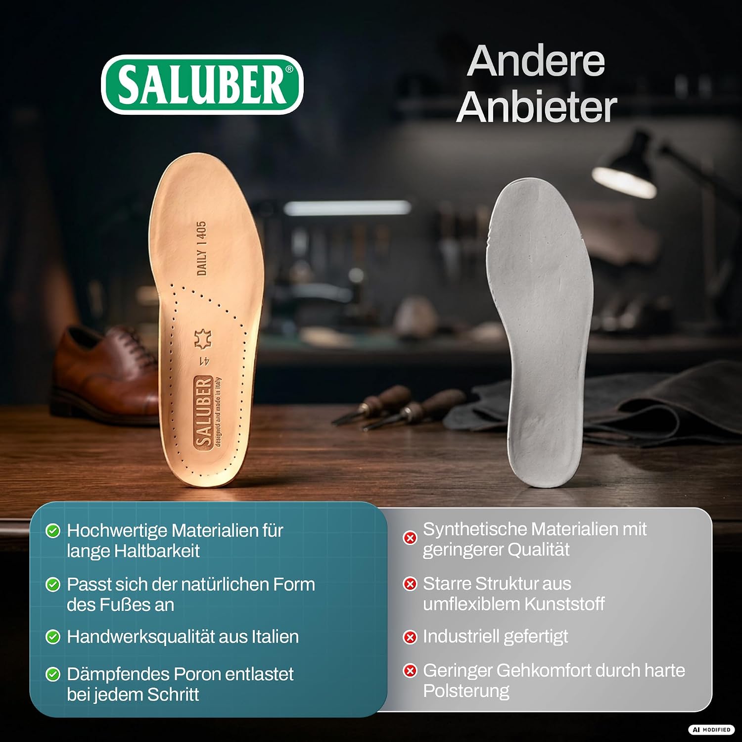 Saluber Leather Insoles for Men and Women, Size 41 – Bild 4