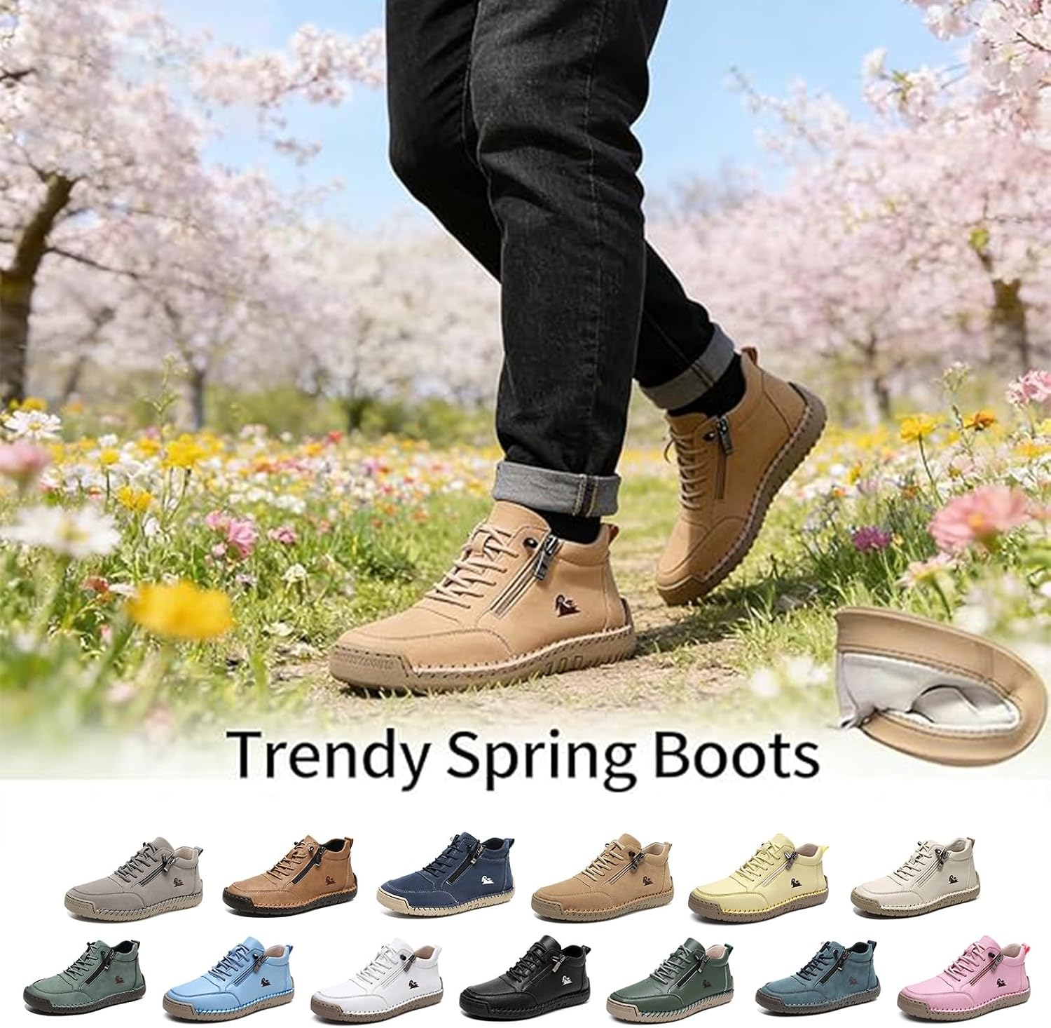 Handmade Orthopaedic Comfortable Women's Shoes Made of Leather, Unisex Leather Trainers with Side Zip, Flat Shoes, Soft Orthopaedic Slip-on Trainers – Bild 2