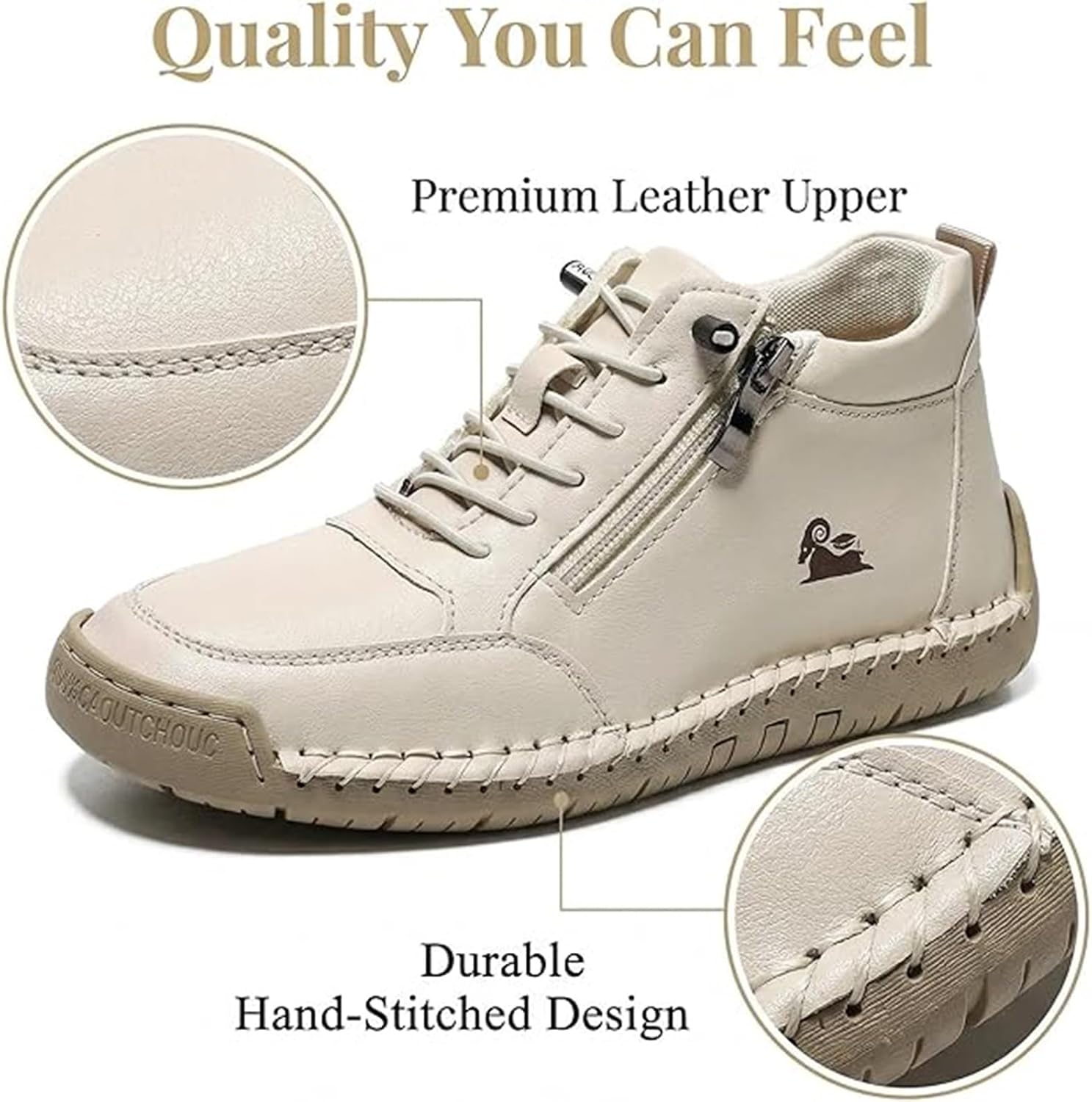 Handmade Orthopaedic Comfortable Women's Shoes Made of Leather, Unisex Leather Trainers with Side Zip, Flat Shoes, Soft Orthopaedic Slip-on Trainers – Bild 3