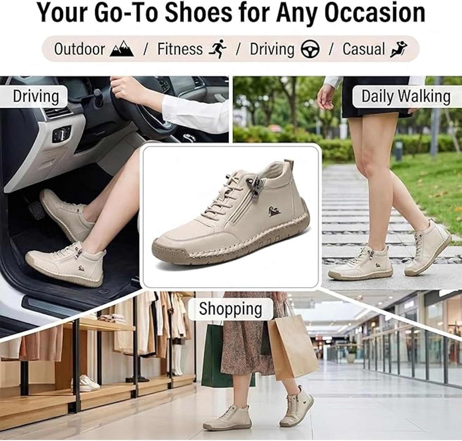 Handmade Orthopaedic Comfortable Women's Shoes Made of Leather, Unisex Leather Trainers with Side Zip, Flat Shoes, Soft Orthopaedic Slip-on Trainers – Bild 5