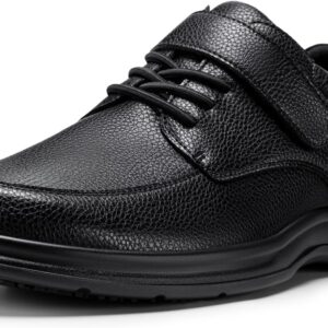 FitVille Men's Extra Wide Business Leather Shoes with Fastening