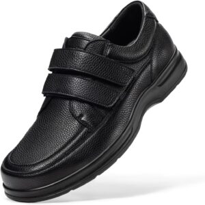 FitVille Extra Wide Leather Shoes Men's Trainers with Fastening