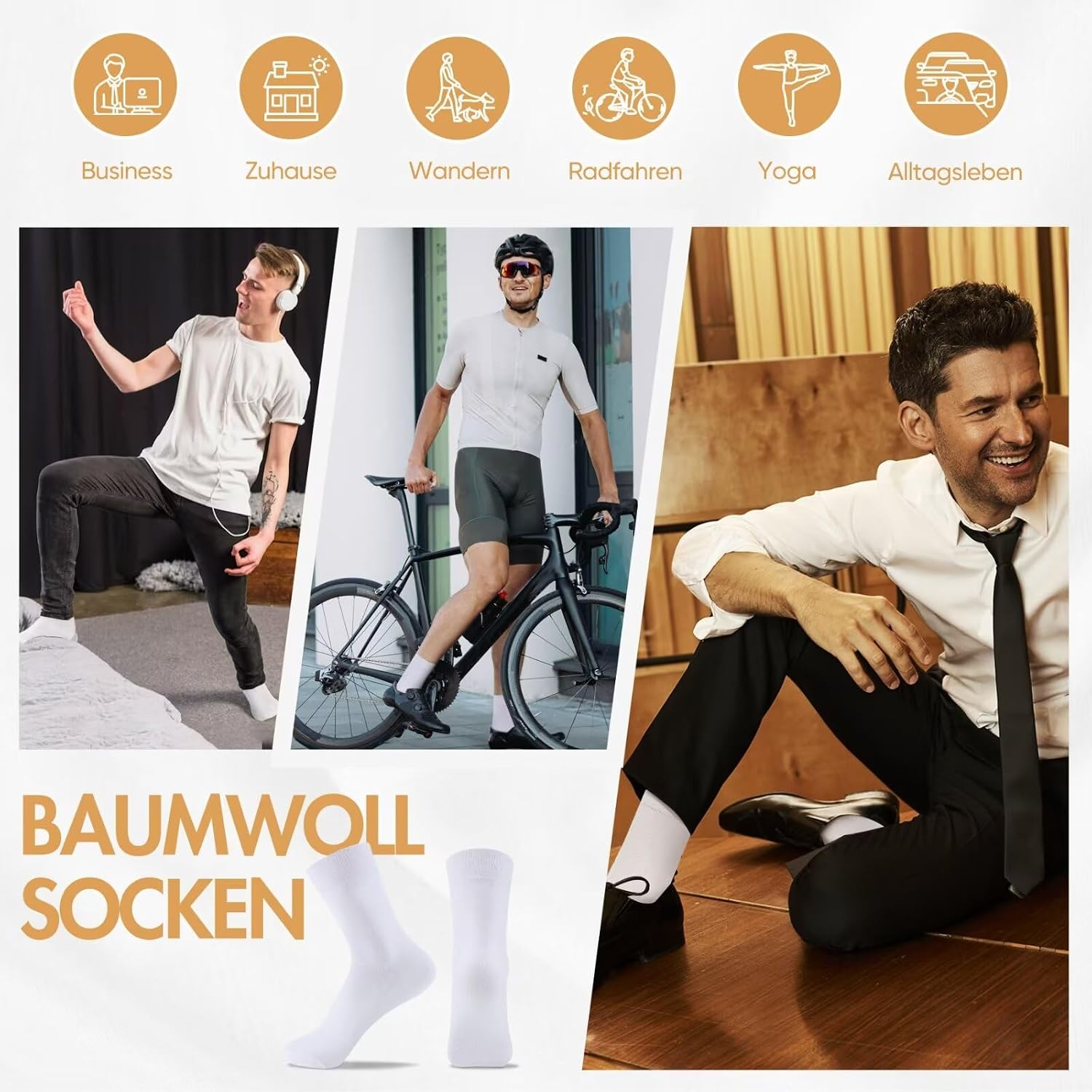 NUOZA 12 Pairs of Socks Men Women Cotton Business Breathable Socks – Bild 6