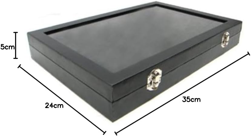 Yudu Multi-Purpose Display Case Jewellery Tray Glass Lid without Divisions Black – Bild 9