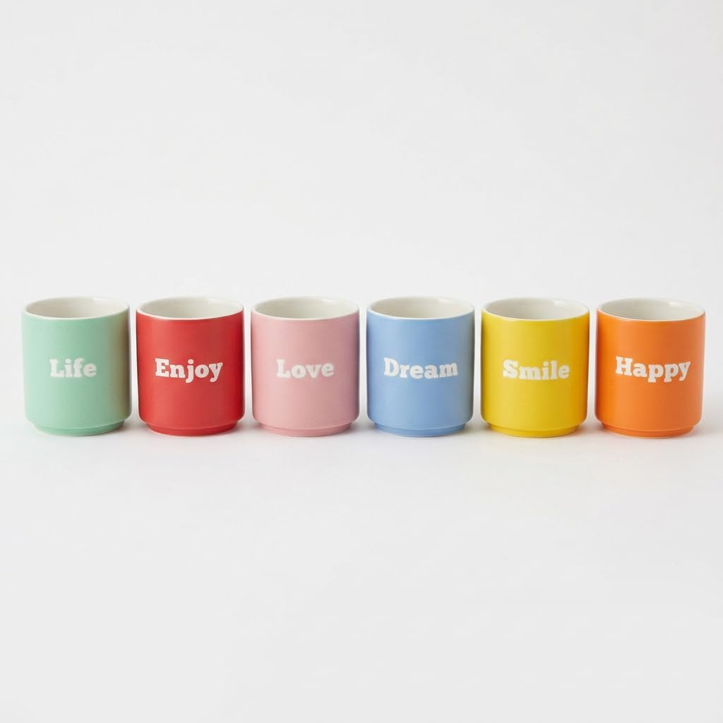 MIJOMA New Bone Porcelain Mug 180ml - 6 Colours with Relief Word - Compact Shape for Espresso, Coffee, Tea - Gift Set for Home and Office – Bild 9