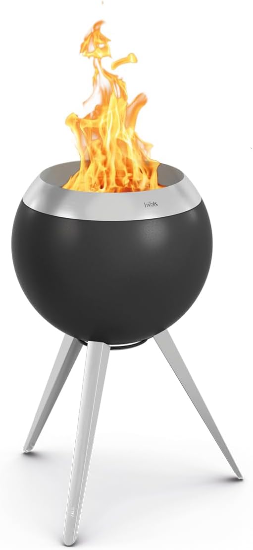 höfats Moon 45 Smokeless Fire Bowl with High Base Made of Stainless Steel - Enamelled Low Smoke Fire Basket with Wood Carburettor Technology, Two-Stage Combustion Process - Fire Pit with Diameter 45