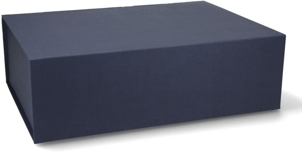 Premium Gift Box with Lid, Foldable, Gift Box, Magnetic Box, Gift Packaging for Christmas and Birthday, Magnetic Folding Box, Blue, 38 x 28 x 12 cm