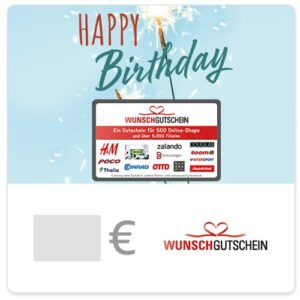 WUNSCHGUTSCHEIN The Perfect Gift – 500 Redemption Partners – for Germany – by Email (not redeemable for Amazon)