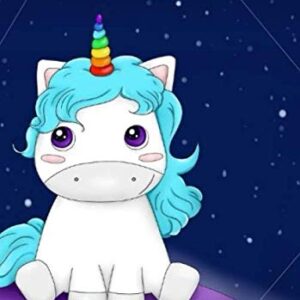 Vokabelheft für Mädchen | 50 Seiten Din A5 | 2 Spalten und Teilungslinie | Motiv: „Einhorn unter dem Sternenhimmel“: Perfekt als Geschenk für die Schultüte
