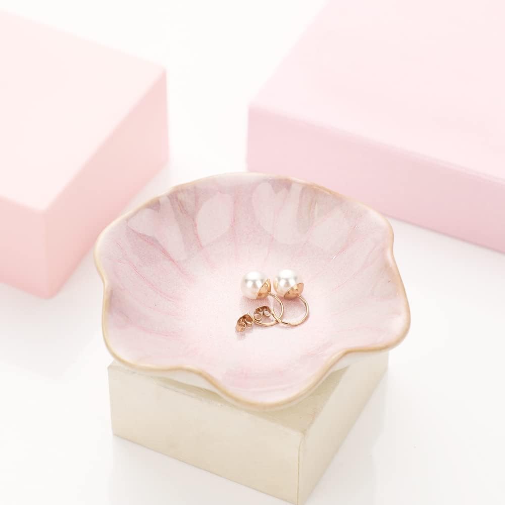 Binoster Ceramic Jewellery Tray, Room Decoration, Aesthetic Room Decor, Key Tray, Small Ring Holder, Jewellery Plate, Jewellery Tray, Collection Tray, Decoration Aesthetic, Bedside Decoration (Pink) – Bild 6