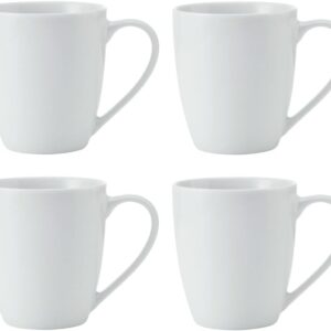 MIKASA Chalk Porcelain Mugs, Set of 4 White Tea and Coffee Mugs, 380 ml, Dishwasher and Microwave Safe