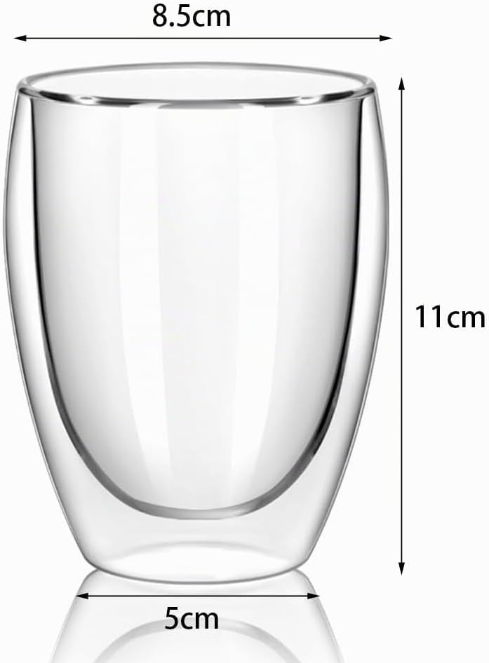 Double-walled coffee glasses, cappuccino cups, set of 4, 350 ml, transparent latte macchiato glasses, cappuccino glasses, suitable for tea, coffee, milk, juice and other drinks – Bild 2