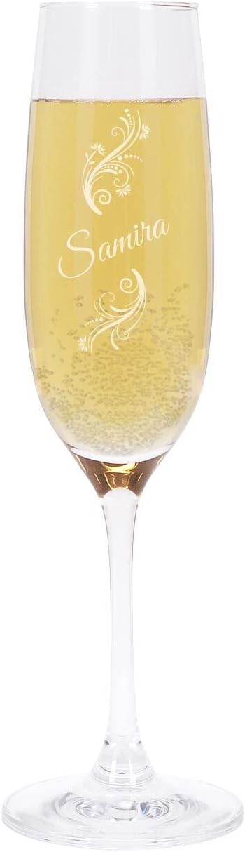 Herz & Heim Leonardo Champagne Glass Personalised with Engraving - Gifts for Women with Name Engraving - Personalised Gifts as Birthday Gift for Women & Gift Girlfriend
