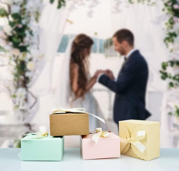 Runiash Pack of 30 Party Gift Candy Boxes, Kraft Paper Treat Boxes for Gift, Wedding, Baby Shower, Birthday, Pink Small Gift Boxes with Ribbons for Packaging (Brown) – Bild 5