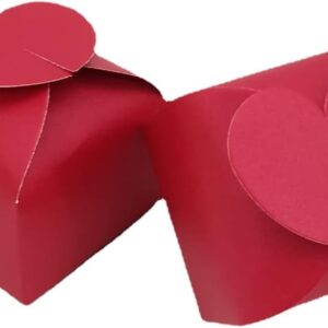 RUIYWEN Pack of 50 Heart Shaped Gift Box Candy Gift for Weddings, Birthdays, Party Decoration (Red)