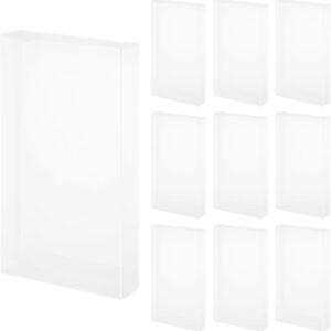 QUARKZMAN Pack of 10 Transparent Gift Boxes, 92 x 25 x 172 mm, Plastic Gift Packaging for Sweets, Biscuits, Jewellery Storage, Wedding, Valentine's Day, Party, Packaging