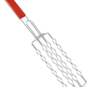 Antihaftbeschichteter Hot Dog-Grillkorb, Edelstahl-Wurstkorb, Maiswalze mit Griff für Grill, Outdoor, Camping (Silber)