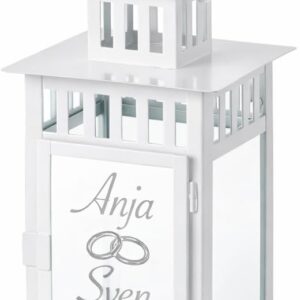 Personalised Engraved Wedding Lantern – Name & Date – Gift