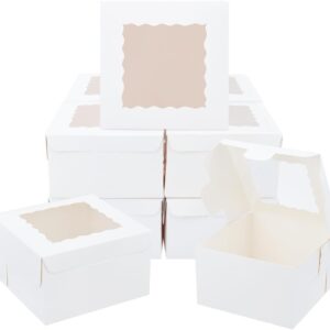 NBEADS Pack of 20 Gift Boxes, White Small Folded Paper Boxes, Reusable, Small Kraft Treat Boxes with Window for Suggestion, Birthday Party, Wedding, 10 x 10 x 6 cm
