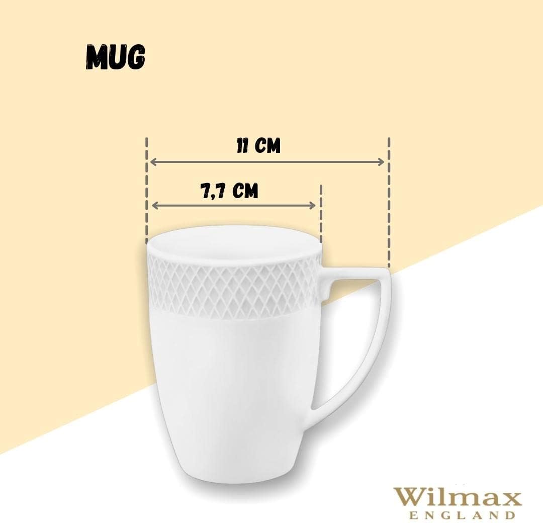 Wilmax Tea Cups & Coffee Cups Set of 2 Coffee Cups Porcelain Mug Set Cup for Tea Coffee Cappuccino Porcelain Cups with Handles for Office and Home White Gift Set 350 ml – Bild 3