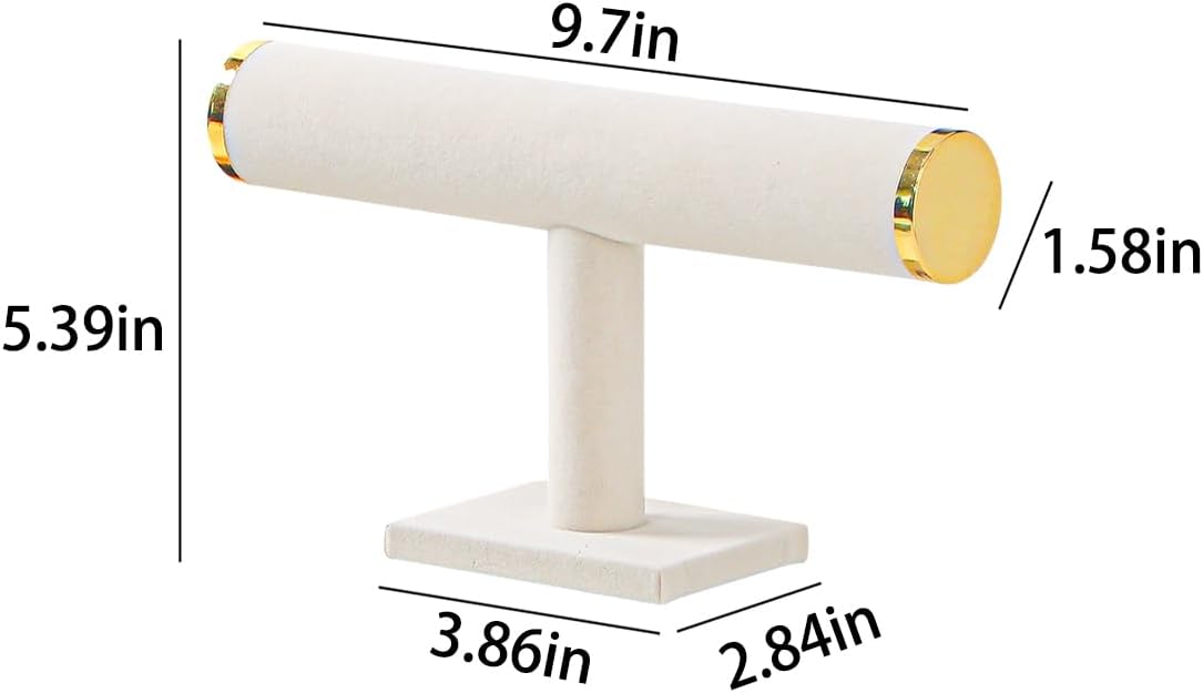 Bracelet Holder Organizer for Bracelets Organizer for Women Jewelry Accessories (Velvet, Beige, Gold Metal Lid) – Bild 7