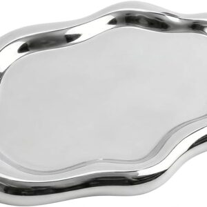 Wolke Jewellery Tray Silver Ceramic Jewellery Tray for Rings Earrings Chains Aesthetic Room Decor Room Decoration Small Jewellery Plate Shelf for Keys Modern Tray Gift for Women Girlfriend