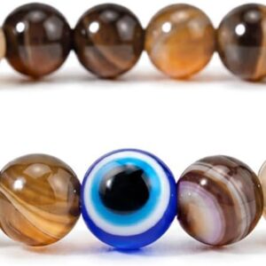 Natural Agate Evil Eye Bracelet for Men, Protective Bracelet