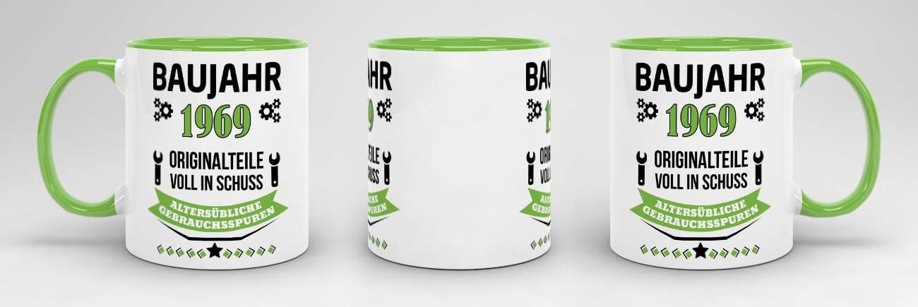 Printed Birthday Coffee Mug with Birth Year and Funny German Text – Bild 2