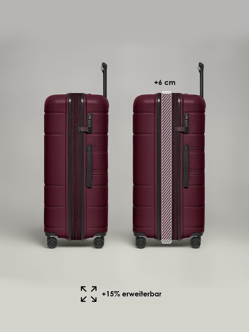REDOLZ Hard Shell Check-in Suitcase Large XL Trolley 51 x 32 x 76 cm with Expansion Pleat Made of High-Quality Lightweight Polypropylene 4 Double Wheels & TSA (Essentials 11) – Bild 4