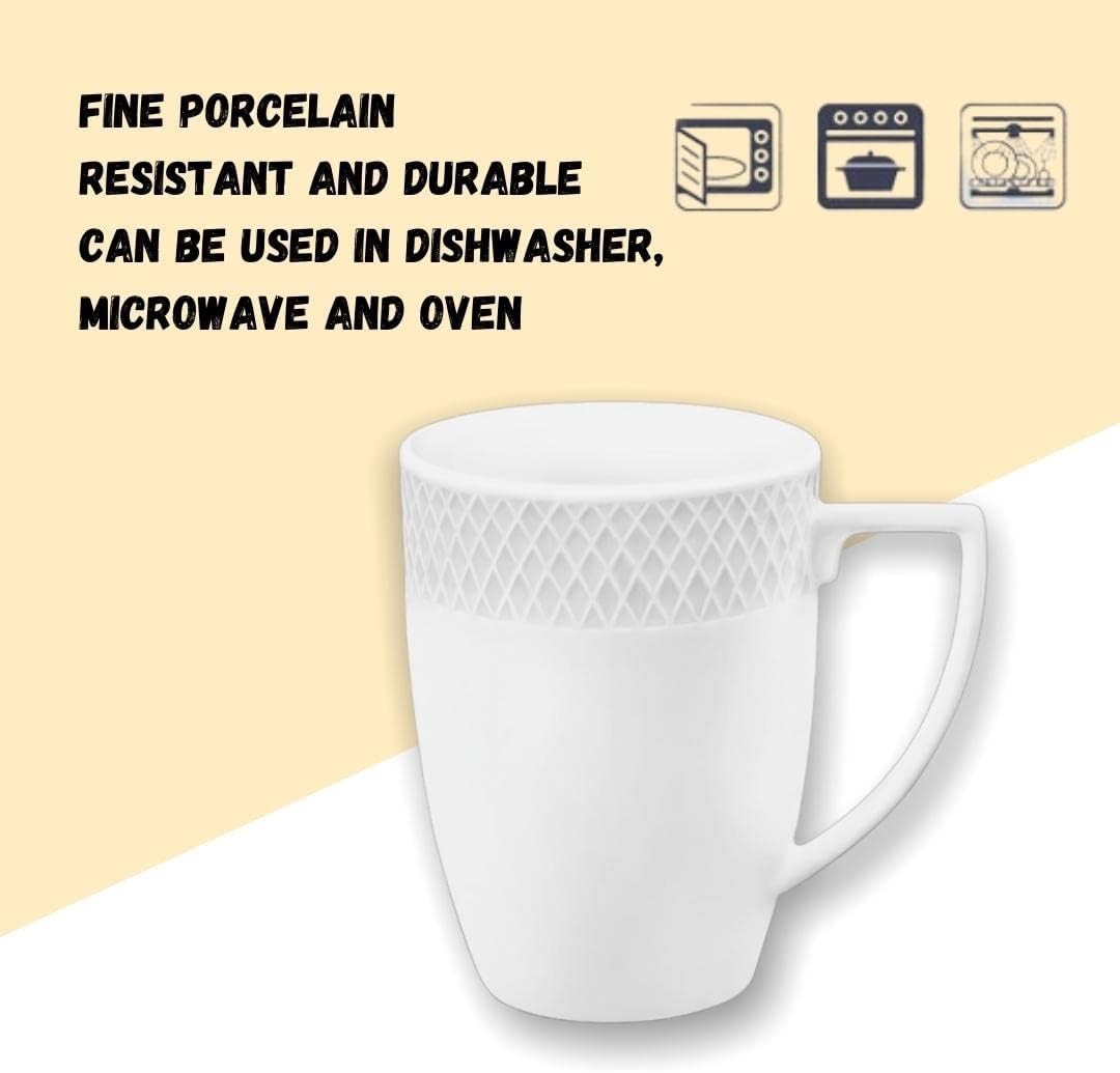 Wilmax Tea Cups & Coffee Cups Set of 2 Coffee Cups Porcelain Mug Set Cup for Tea Coffee Cappuccino Porcelain Cups with Handles for Office and Home White Gift Set 350 ml – Bild 4